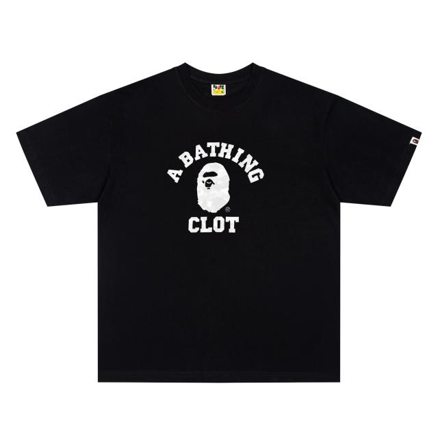 A Bathing Ape Bape x CLOT Co-branded Camo Ape Head College Letter Front Print Short Sleeve T-shirt