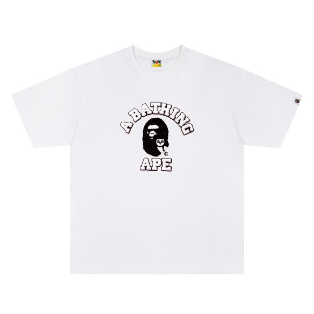 A Bathing Ape Bape Classic College Arch Ape Head Chenille Patch Front Print Short Sleeve T-shirt