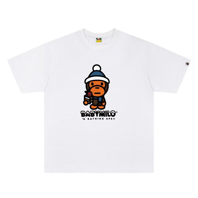 A Bathing Ape Bape Winter Baby Milo Cake Dual Front Back Print Short Sleeve T-shirt
