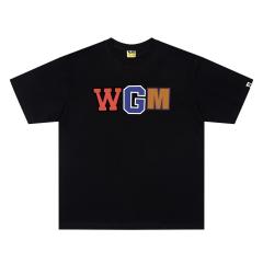 A Bathing Ape Bape Multi-color WGM Letter Front & Shark Mouth Back Dual Print Short Sleeve T-shirt