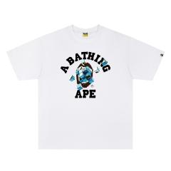 A Bathing Ape Bape 3D Cube Shatter Ape Head College Logo Front Print Short Sleeve T-shirt
