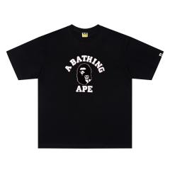 A Bathing Ape Bape Classic College Arch Ape Head Chenille Patch Front Print Short Sleeve T-shirt