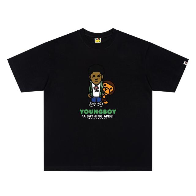 A Bathing Ape Bape × YoungBoy Co-brand Baby Milo Q-version Character Front Print Short Sleeve T-shirt