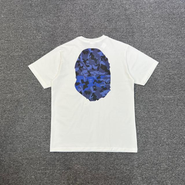 1:1 Quality Bape Blue A Bathing Ape Camo Logo T-Shirts Black