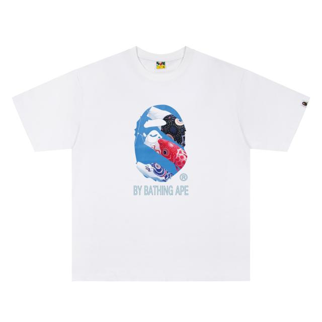 A Bathing Ape Koi Fish Oriental Ape Head Front Print Short Sleeve T-shirt