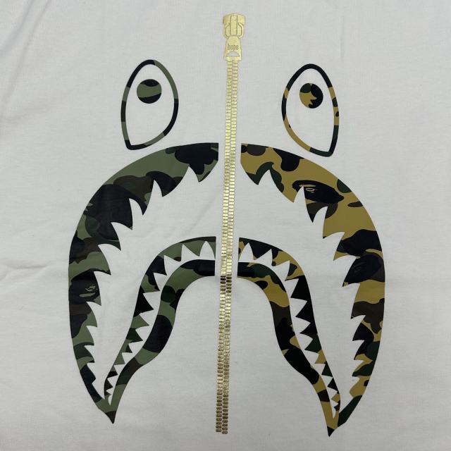 1:1 quality Bape Shark Zipper Print Tee 2 colors