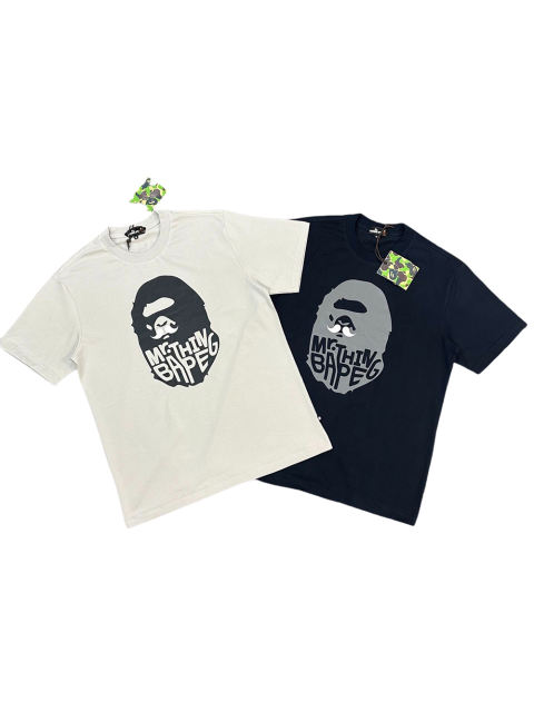 1:1 quality Bape Ape Beard Letter Print Tee 2 colors
