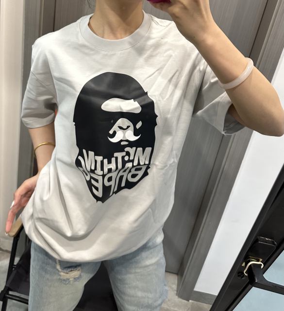 1:1 quality Bape Ape Beard Letter Print Tee 2 colors