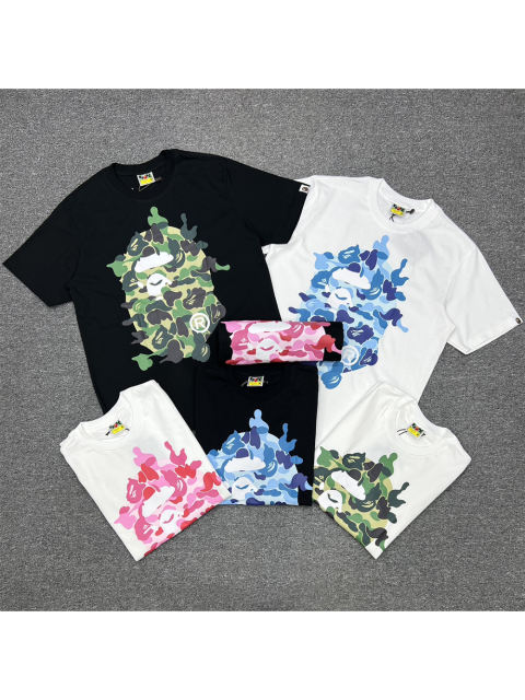 1:1 Quality Bape Reinvented Camouflage Ape Big Head Print Tee 6 colors