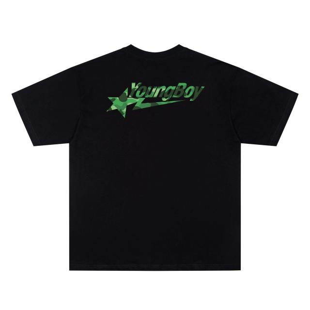 A Bathing Ape Bape × YoungBoy Never Broke Again Camo Arch Ape Head Dual Front Back Print Short Sleeve T-shirt