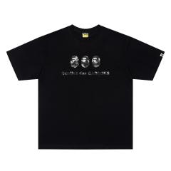 A Bathing Ape Bape × Comme des Garçons Co-brand Triple Camo Ape Head Front Print Short Sleeve T-shirt