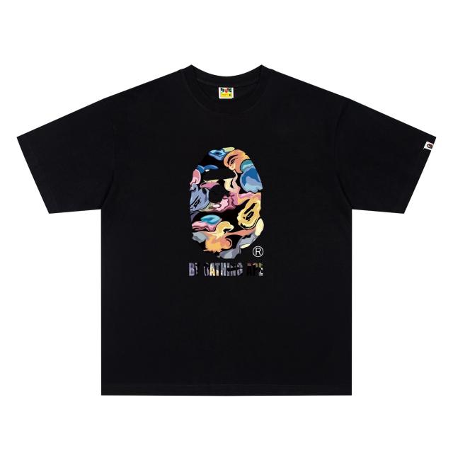 A Bathing Ape Bape FW25 Art Camo Ape Head Front Print Short Sleeve T-shirt