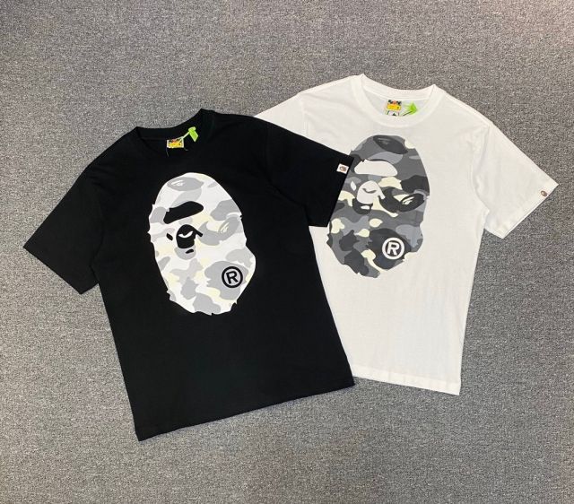 1:1 Quality Bape Glow in The Dark A Bathing Ape T-Shirt Black White