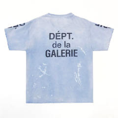 1:1 Top Quality Gallery Dept DÉPT. de la GALERIE Paint Splatter Raw Cut Light Blue Wash Short Sleeve T-shirt