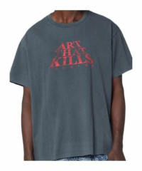 1:1 Top Quality Gallery Dept Art That Kills Dual Front Back Print Washed Vintage Grey Short Sleeve T-shirt