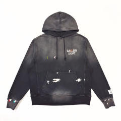1:1 Quality Gallery Dept Paint Splatter Fade Wash Hoodie Dual Print Drawstring Pullover Sweatshirt