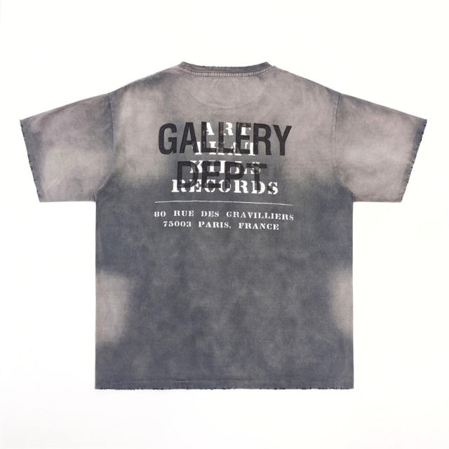 1:1 Top Quality Gallery Dept Wisdom Circle Front & Two-Tone Layer Logo Back Print Raw Hem Short Sleeve T-shirt