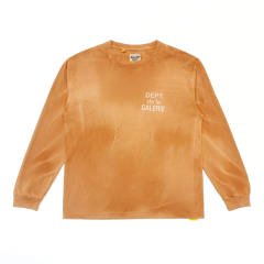 1:1 Top Quality Gallery Dept DÉPT. de la GALERIE Dual Front Back Text Fade Wash Long Sleeve T-shirt