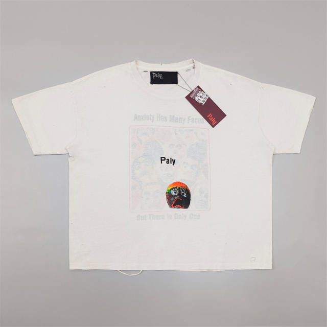 1:1 Top Quality Paly Hollywood Anxiety Has Many Faces Raw Distressed T-shirt