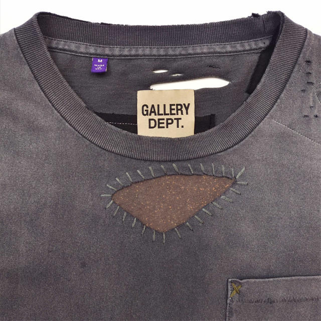 1:1 Top Quality Gallery Dept Heavy Distressed Destroyed Washed Gradient Pocket Short Sleeve T-shirt