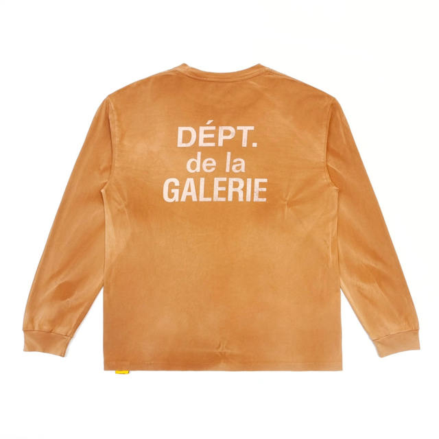 1:1 Top Quality Gallery Dept DÉPT. de la GALERIE Dual Front Back Text Fade Wash Long Sleeve T-shirt