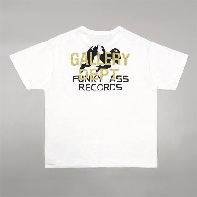 1:1 Top Quality Funky Ass Records Dual Front Back Print White Short Sleeve T-shirt