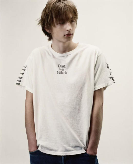 1:1 Top Quality Gallery Dept Gothic Font DÉPT. de la GALERIE Raw Hem White Short Sleeve T-shirt