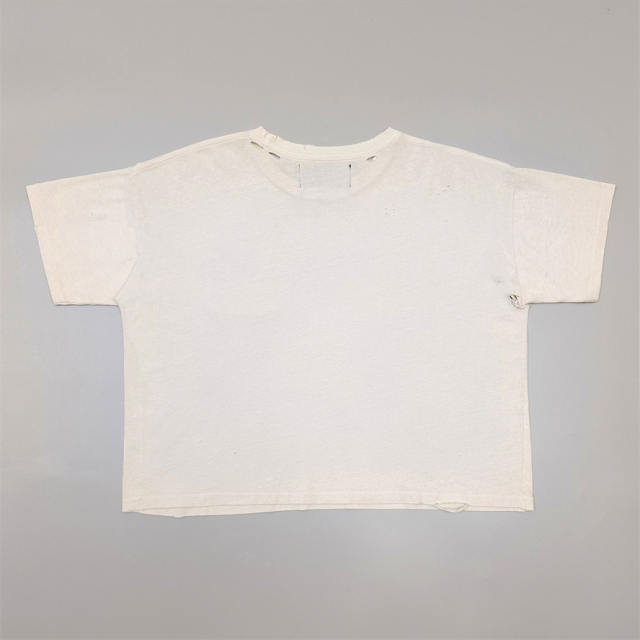 1:1 Top Quality Paly Hollywood Wash Distressed Hole Raw Cut Bright Blue Cropped Short Sleeve T-shirt