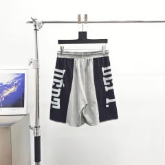 1:1 Top Quality Gallery Dept Color Block Vertical Big Letter Print Loose Fleece Basketball Shorts