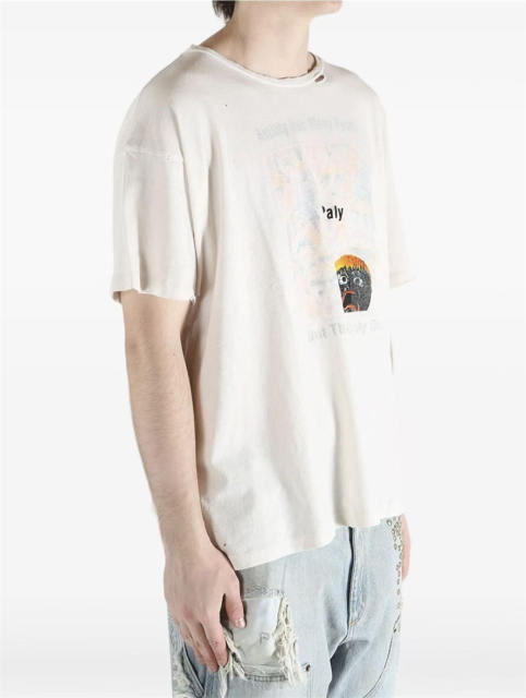 1:1 Top Quality Paly Hollywood Anxiety Has Many Faces Raw Distressed T-shirt