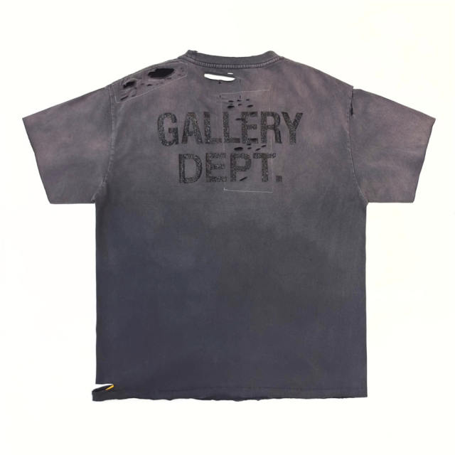 1:1 Top Quality Gallery Dept Heavy Distressed Destroyed Washed Gradient Pocket Short Sleeve T-shirt