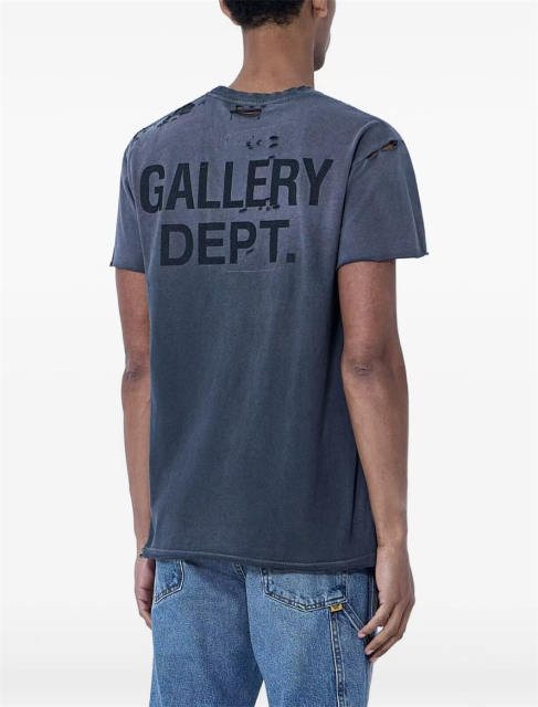 1:1 Top Quality Gallery Dept Heavy Distressed Destroyed Washed Gradient Pocket Short Sleeve T-shirt