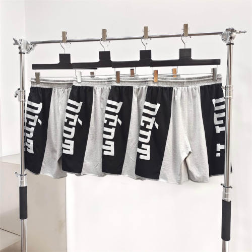 1:1 Top Quality Gallery Dept Color Block Vertical Big Letter Print Loose Fleece Basketball Shorts