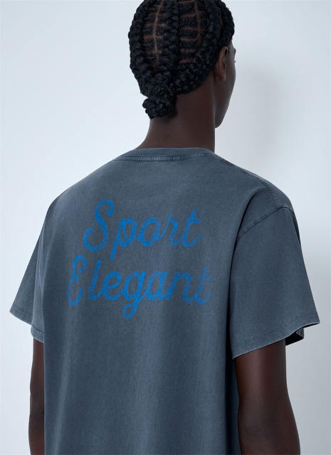 1:1 Top Quality DÉPT. Front & Sport Elegant Back Print Washed Grey Short Sleeve T-shirt
