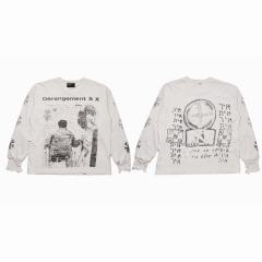 ERD Enfants Riches Déprimés Dérangement à X Hebrew Occult Dual Print Raw Frayed Off White Long Sleeve Tee