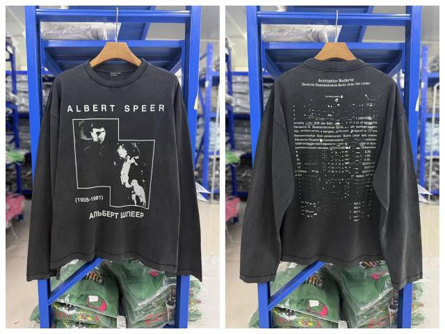 ERD Albert Speer Vintage Architect Double Print Washed Black Long Sleeve Tee