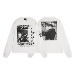 ERD Vintage Kid Gun Photo Dual Print Off White Long Sleeve Tee