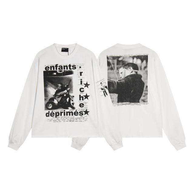 ERD Vintage Kid Gun Photo Dual Print Off White Long Sleeve Tee