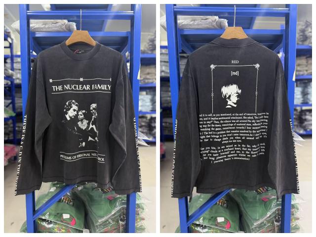 ERD The Nuclear Family Dual Text Portrait Washed Black Long Sleeve T-shirt