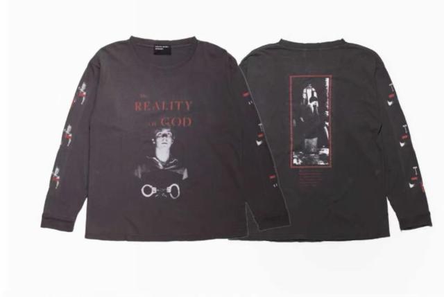 ERD Enfants Riches Déprimés The Reality Of God Vintage Mugshot Dual Print Washed Charcoal Black Long Sleeve Tee