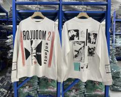 ERD Roludom 2 Enfants Vintage Architectural Collage Dual Print Off-white Long Sleeve T-Shirt