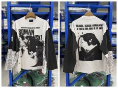 ERD Roman Polanski Dual Print Contrast Color Block Raglan Long Sleeve T-Shirt