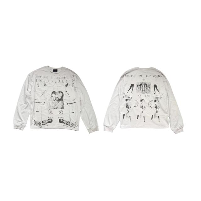 ERD TOfficial Philosophy Of Imperialism Vintage Political Collage Dual Print Off White Long Sleeve Tee
