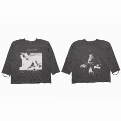 ERD One Class Act Vintage Pin-up Girl Distressed Washed Black Long Sleeve T-shirt