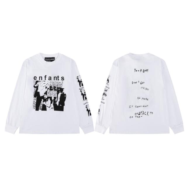 ERD Vintage Couple Figure Dual Print Off White Long Sleeve Tee