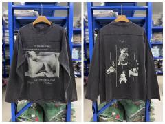 ERD Vintage Nude Poster Dual Print Washed Black Distressed Long Sleeve T-shirt