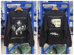 ERD There Is A God Religious Vintage Four Hearts Washed Black Long Sleeve Tee