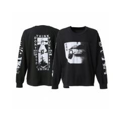 ERD Enfants Riches Déprimés Locked Mouth Vertical Text Dual Print Solid Black Long Sleeve Tee
