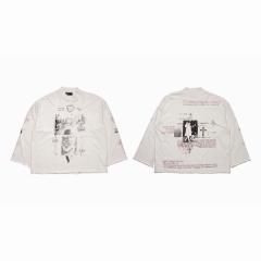 ERD Dual Print Occult Religious Vintage Photo Long Sleeve Washed T-Shirt