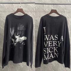 ERD I Was A Very Sick Man Vintage Dual Print Washed Black Long Sleeve T-shirt